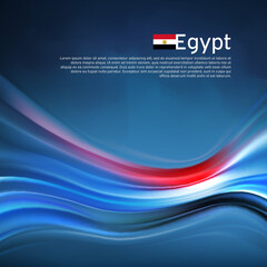 Poster - Egypt abstract flag background. Blurred pattern of light lines in the colors Egyptian flag in blue sky, business brochure. State banner, Egyptian poster, patriotic cover, flyer. Vector design