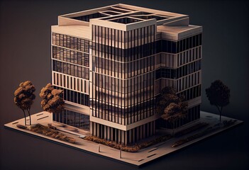 3D cut of office building. Generative AI