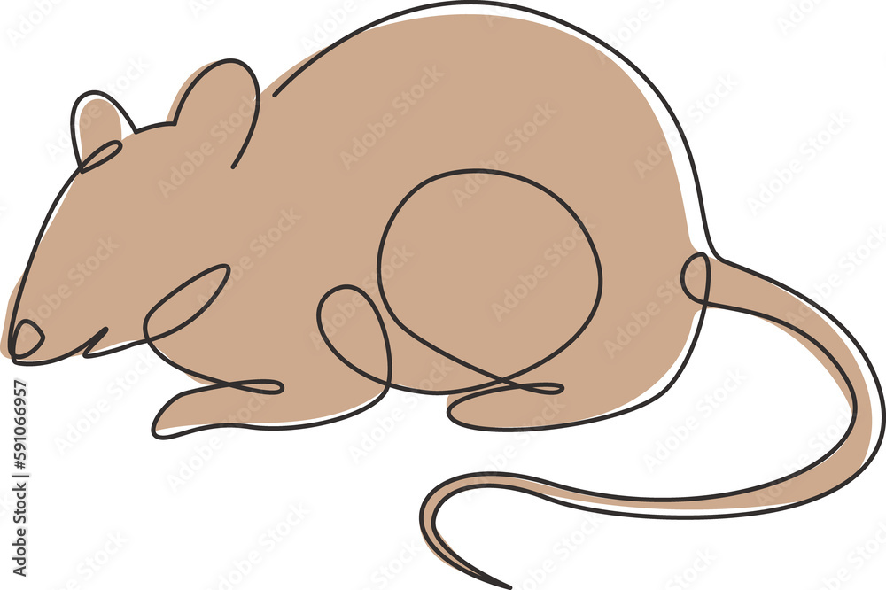 Ilustración de Stock One continuous line drawing of cute adorable mouse ...