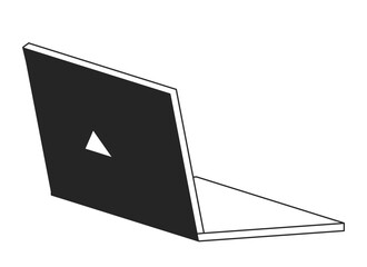 Fototapete - Open modern thin notebook monochrome flat vector object. Laptop. Editable black and white icon. Full sized element. Simple thin line art spot illustration for web graphic design and animation
