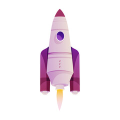 Poster - Spaceship launching, isolated rocket with capsule for space travel and discovery of universe and galaxy. Satellite ship. Vector in flat cartoon illustration