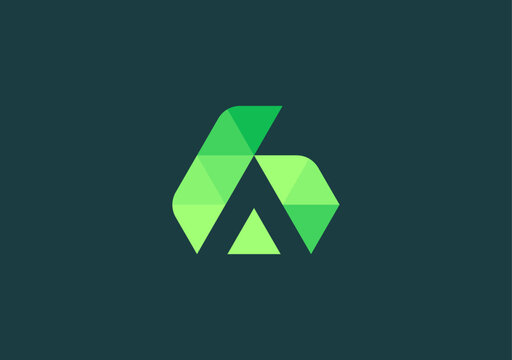 triangle logotype letter A based on green shades color
