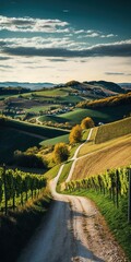 Canvas Print - Scenery in the vineyards south of Gamlitz, in southern Styria, is breathtaking. Generative AI