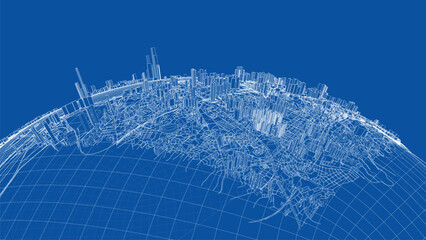 Poster - 3d city sphere. vector rendering of 3d