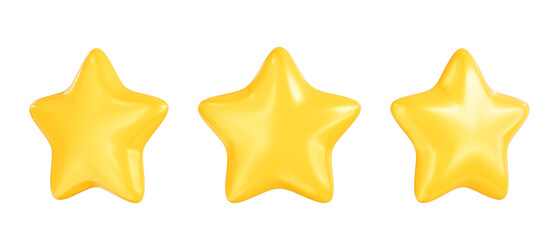Wall Mural - golden stars icons from different sides. set of glossy yellow stars shapes. customer feedback or cus