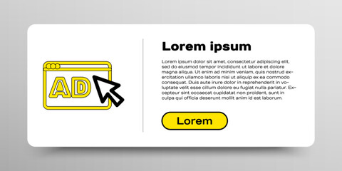 Poster - Line Advertising icon isolated on white background. Concept of marketing and promotion process. Responsive ads. Social media advertising. Colorful outline concept. Vector