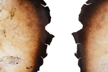 Poster - burnt paper edges isolated on white background