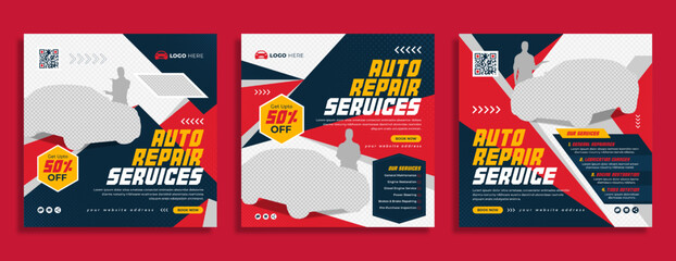 Wall Mural - auto repair service business marketing social media banner post template. car wash or bike cleaning 
