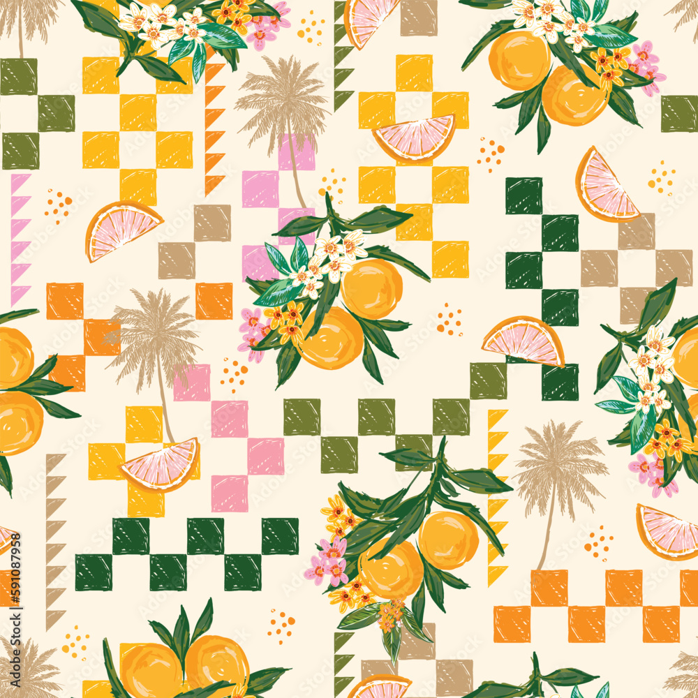 Beautiful seamless Summer Vacation Seamless pattern. Summer fruit ...