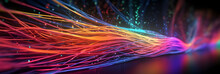 Coloured Electric Cables And Led, Optical Fiber, Intense Colours, Background For Technology Image And New Business Trends Created With Generative AI Technology