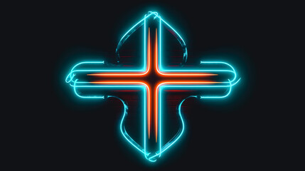 Wall Mural - The neon Cross, a symbol of the Christian faith, generative AI.