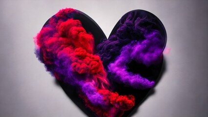 Sticker - 3D render of a heart shape in magical colorful smoke effects