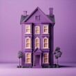 model townhouse isolated on purple background, made with generative ai