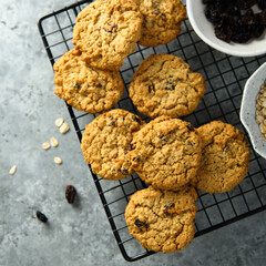 Wall Mural - Traditional oatmeal cookies with raisins