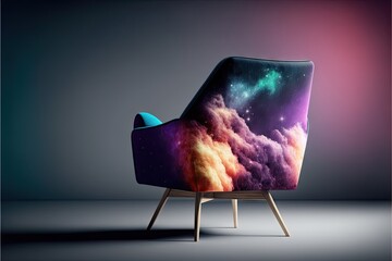 Poster - Soft armchair and nebula, created with generative ai