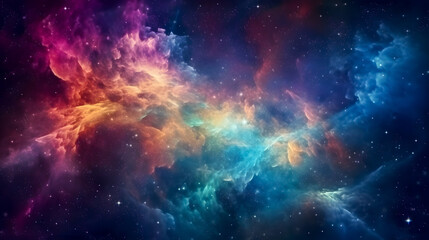 Wall Mural - Colorful space galaxy cloud nebula, Stary night cosmos, Universe science astronomy, Supernova background wallpaper, colorful cloud space background created with Generative AI