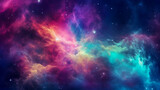 Fototapeta Kosmos - Colorful space galaxy cloud nebula, Stary night cosmos, Universe science astronomy, Supernova background wallpaper, Blue and purple space background created with Generative AI