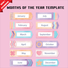 Wall Mural - months of the year template