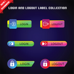 Wall Mural - login and logout buttons collection