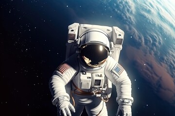 Wall Mural - Astronaut on the background of the outer space. Mixed media. Generative AI
