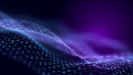 Poster - abstract wave of musical sounds. smooth information transfer. 3d rendering.