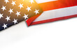 Patriotic US flag flat lay background on transparent background with copyspace