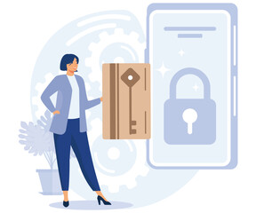 Poster - security and identity verification concept, electronic opening system, automatic access, hidden wire