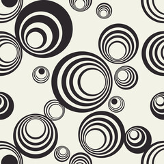  Round shapes repeating compozition. Monochrome wallpaper. Circle vector decor. Package seamless pattern.
