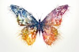 Fototapeta Motyle - Polygonal watercolor butterfly on light background. Generative AI