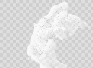 beer foam isolated on transparent background. white soap froth texture with bubbles, seamless border