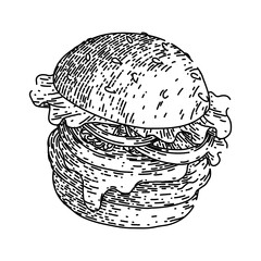 Sticker - burger hamburger food sketch hand drawn vector