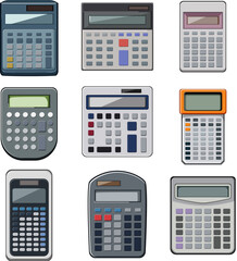 Poster - calculator device set cartoon vector illustration