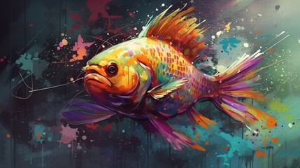 painting of a fish in aquarium AI Generated