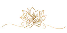 Golden Lotus Line Art Vector Illustration, Vesak Day Element Design