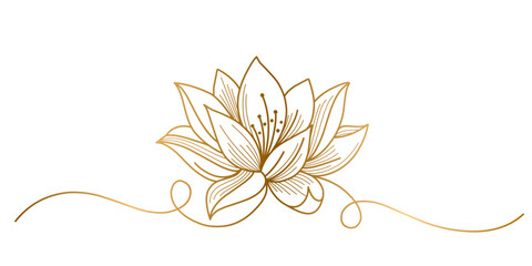 golden lotus line art vector illustration, vesak day element design