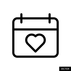 Aufkleber - calendar with heart symbol, valentine's day, anniversary date vector icon in line style design for w