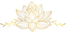 Golden Lotus Line Art Style Vector Illustration