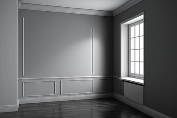 Poster - Empty room with white walls and a large window. Generative AI