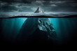 canvas print picture - White iceberg on deep blue ocean. Environment concept. Generative AI