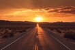 Beautiful route 66 landscape at sunset, ai generated, Generative AI