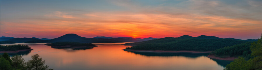 Wall Mural - Ozarks Lake Sunset created with Generative AI Technology, ai, generative