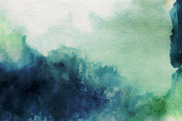 Poster - green blue watercolor papar texture background for cover card design or overlay and paint art background