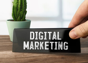 Poster - Text Digital Marketing writen on black table card