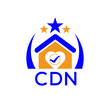 CDN House logo. KJG Letter logo and icon. Blue vector image on white background. KJG house Monogram home logo picture design and best business icon. 
