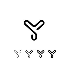 Wall Mural - Digital technology font rounded alphabet, including set from five of different thicknesses trendy letter Y, modern minimal trendy vector illustration 10EPS