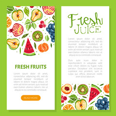 Canvas Print - Juicy Organic Fruit Vertical Card Design Vector Template