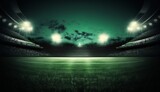 Fototapeta Fototapety sport - stadium evening match on the green grass field, Generative AI