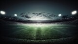 Fototapeta Fototapety sport - stadium evening match on the green grass field, Generative AI