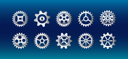 Aufkleber - business and industry internet banner. the mechanism consisting of gears on a blue background for th