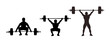 Set of weightlifting, weightlifter silhouette isolated